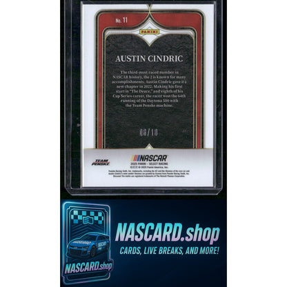 2025 Panini Select #11 Austin Cindric Select Numbers Gold Flash Prizms #/10 - Card Gorilla