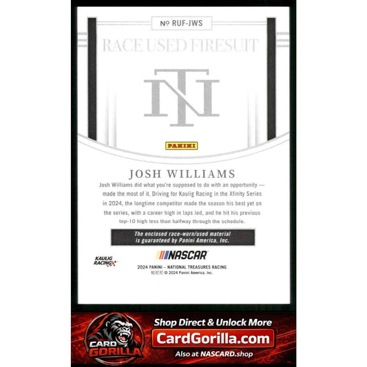 2024 Panini National Treasures #RUF-JWS Josh Williams Race Used Firesuit #/99