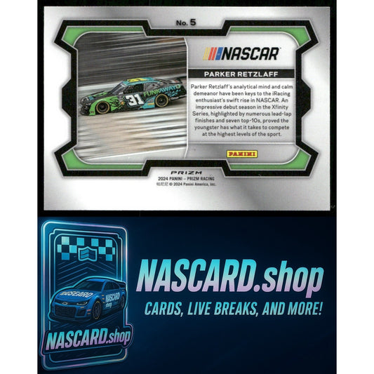 2024 Panini Prizm #5 Parker Retzlaff White Sparkle - NASCARD.shop