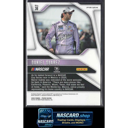2025 Panini Prizm #36 Daniel Suarez White Sparkle