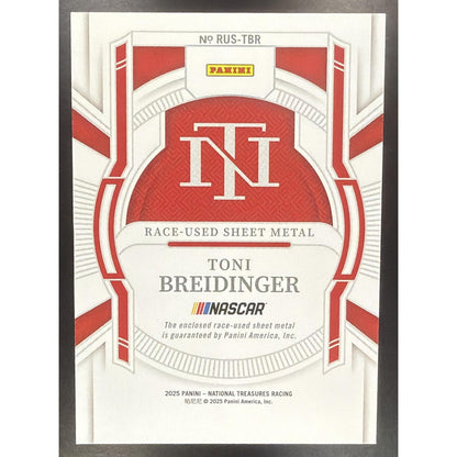 2025 Panini National Treasures Toni Breidinger #18 Race Used Sheet Metal /99 MEM