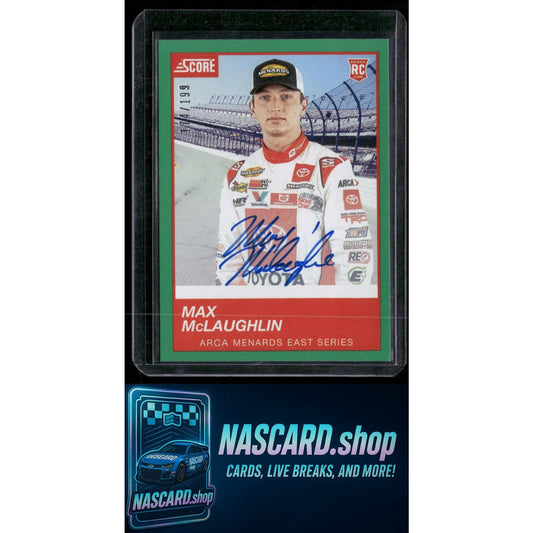 2020 Panini Chronicles #12 Max McLaughlin Score Autographs Green #/199 - NASCARD.shop