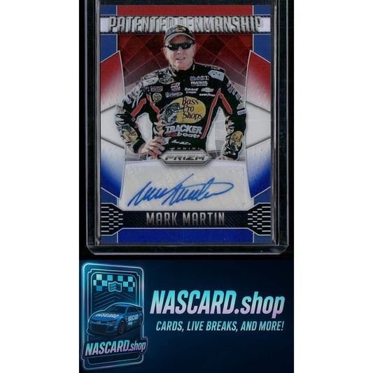 2016 Panini Prizm Mark Martin Patented Penmanship Red White and Blue Prizm #/25