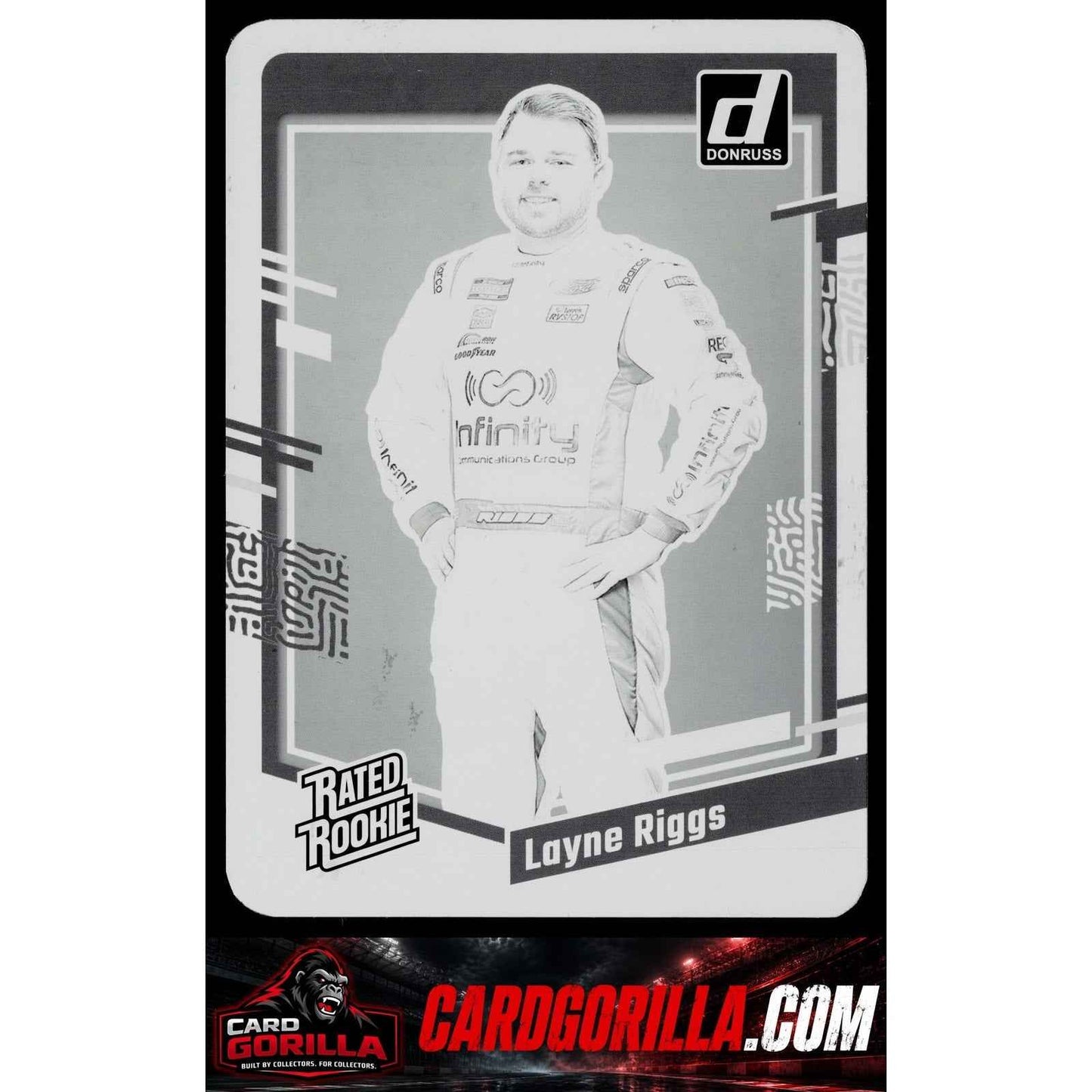 2024 Donruss #97 Layne Riggs Rated Rookie Printing Plate Black #1/1