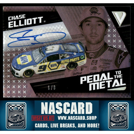 2022 Panini Chronicles Chase Elliott Pedal to the Metal Autograph Holo Silver /8 - NASCARD.shop