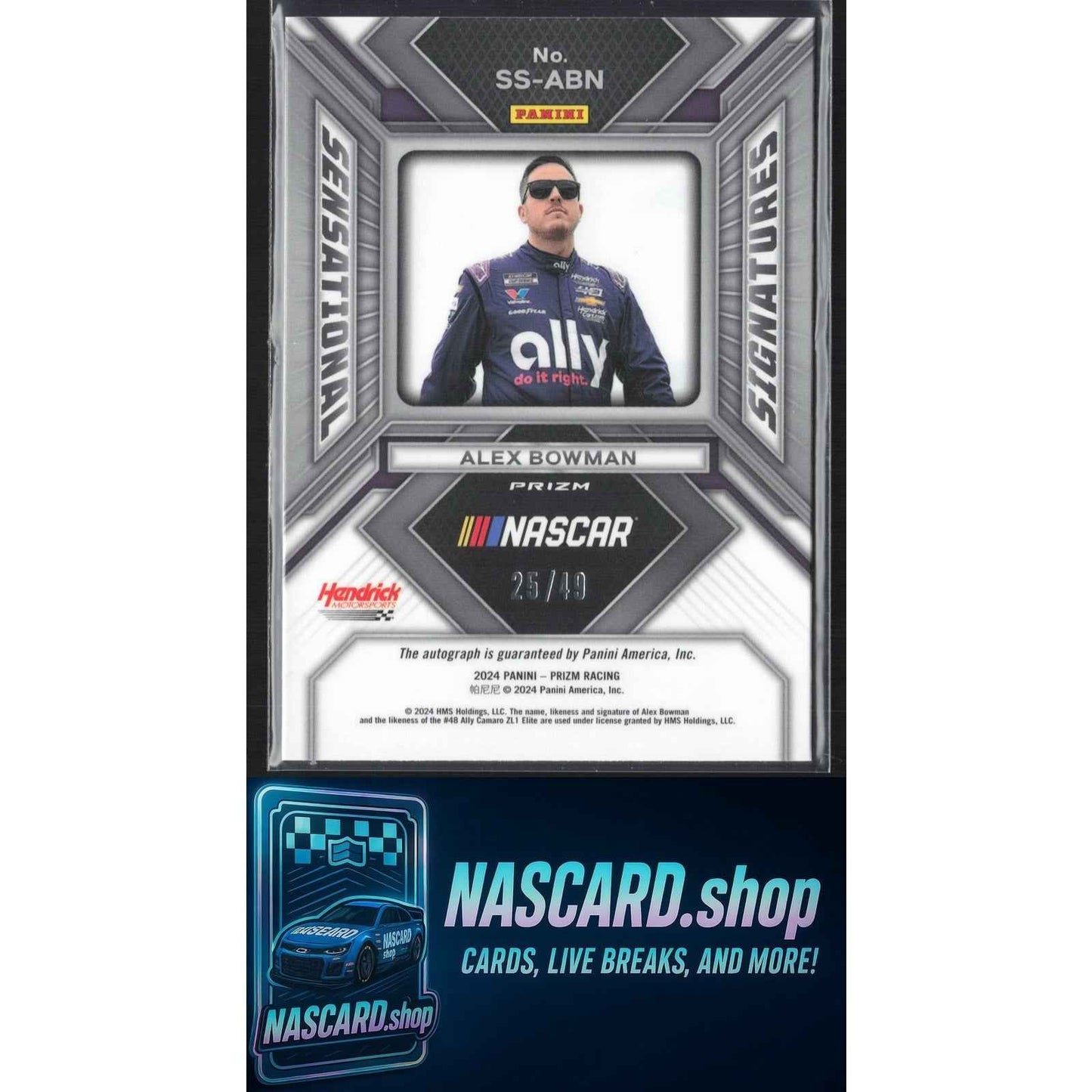 2024 Panini Prizm #SS-ABN Alex Bowman Sensational Signatures Blue #/49