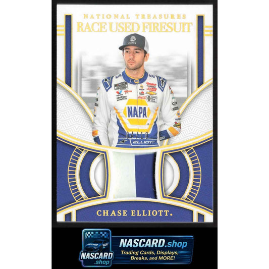 2024 Panini National Treasures Chase Elliott Race Used Firesuit Holo Gold #/10