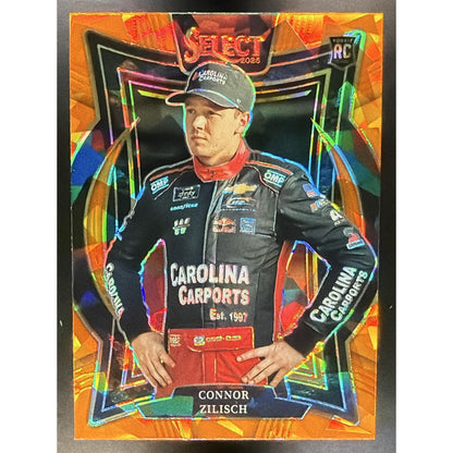 2025 Panini Select Connor Zilisch #20 Grandstand Orange Ice Prizm