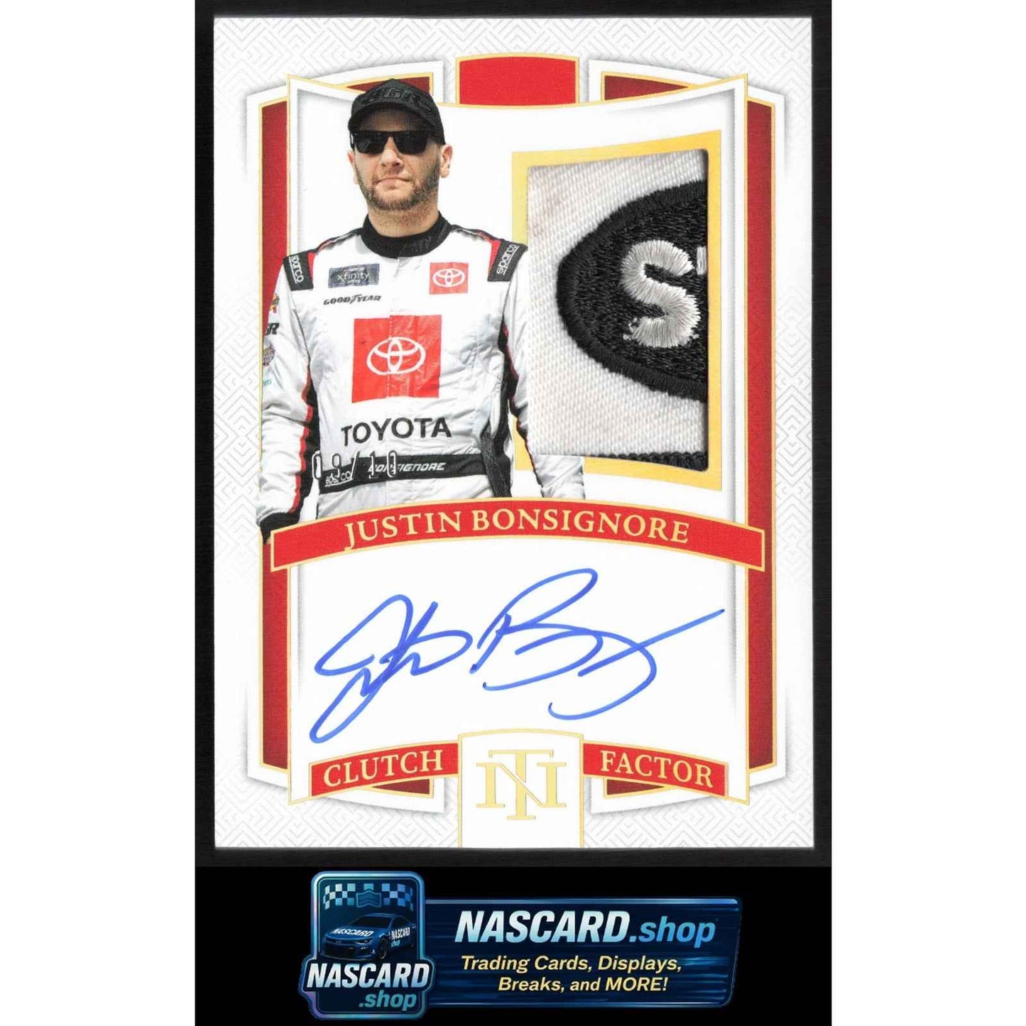2025 National Treasures Justin Bonsignore Clutch Factor Signatures Holo Gold /10
