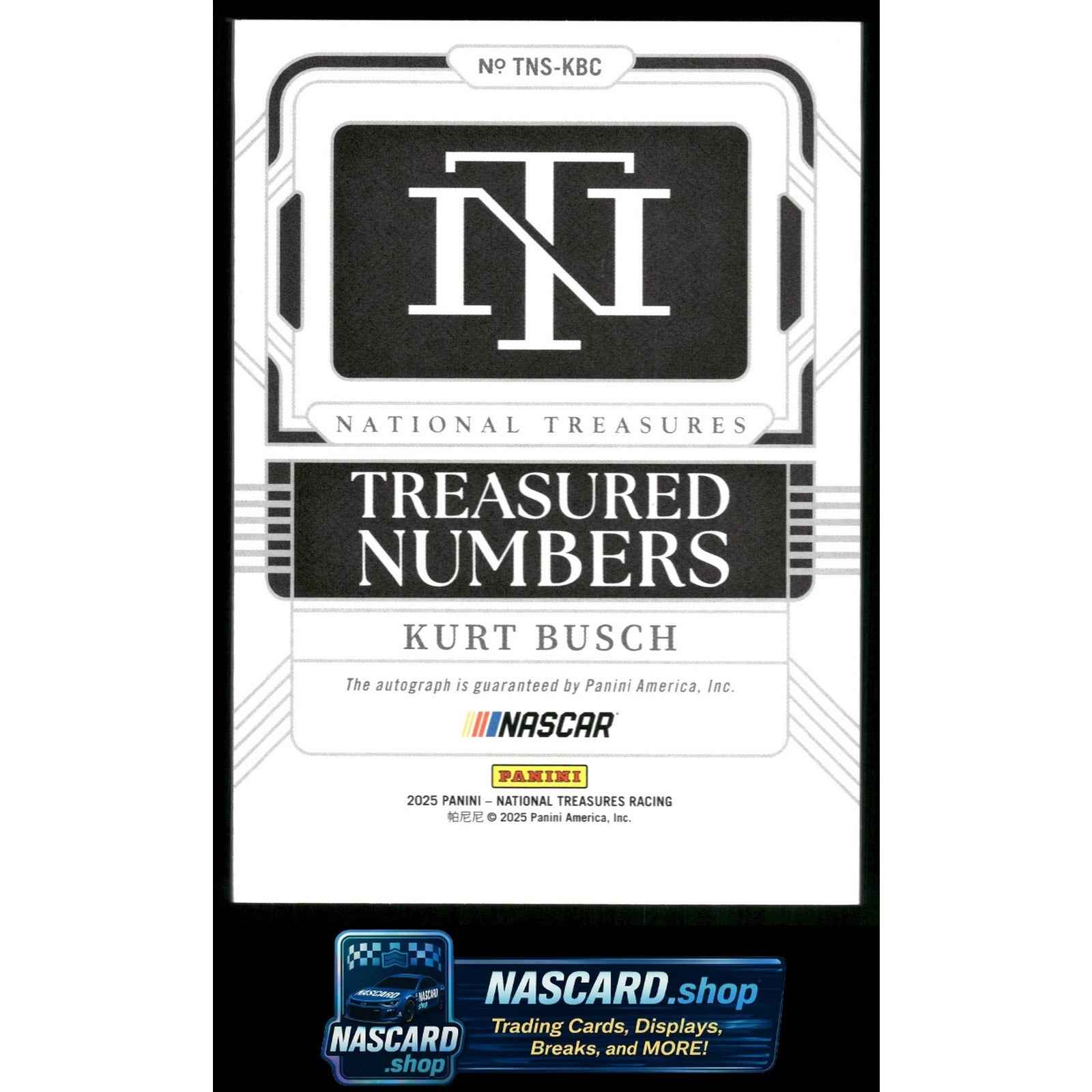 2025 Panini National Treasures Kurt Busch Treasured Numbers Signatures #/99