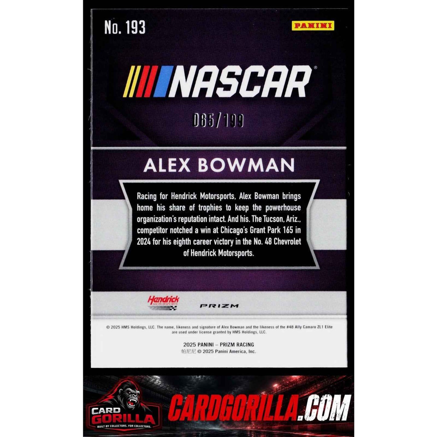 2025 Panini Prizm #193 Alex Bowman Red #/249