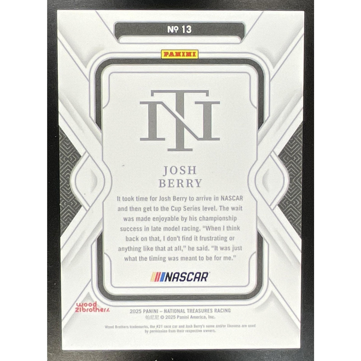 2025 Panini National Treasures Josh Berry #13 Holo Silver 15/25