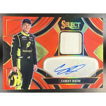 2026 Panini Select NASCAR Corey Heim #AM-CHM Auto Memorabilia Red Prizms /49 MEM
