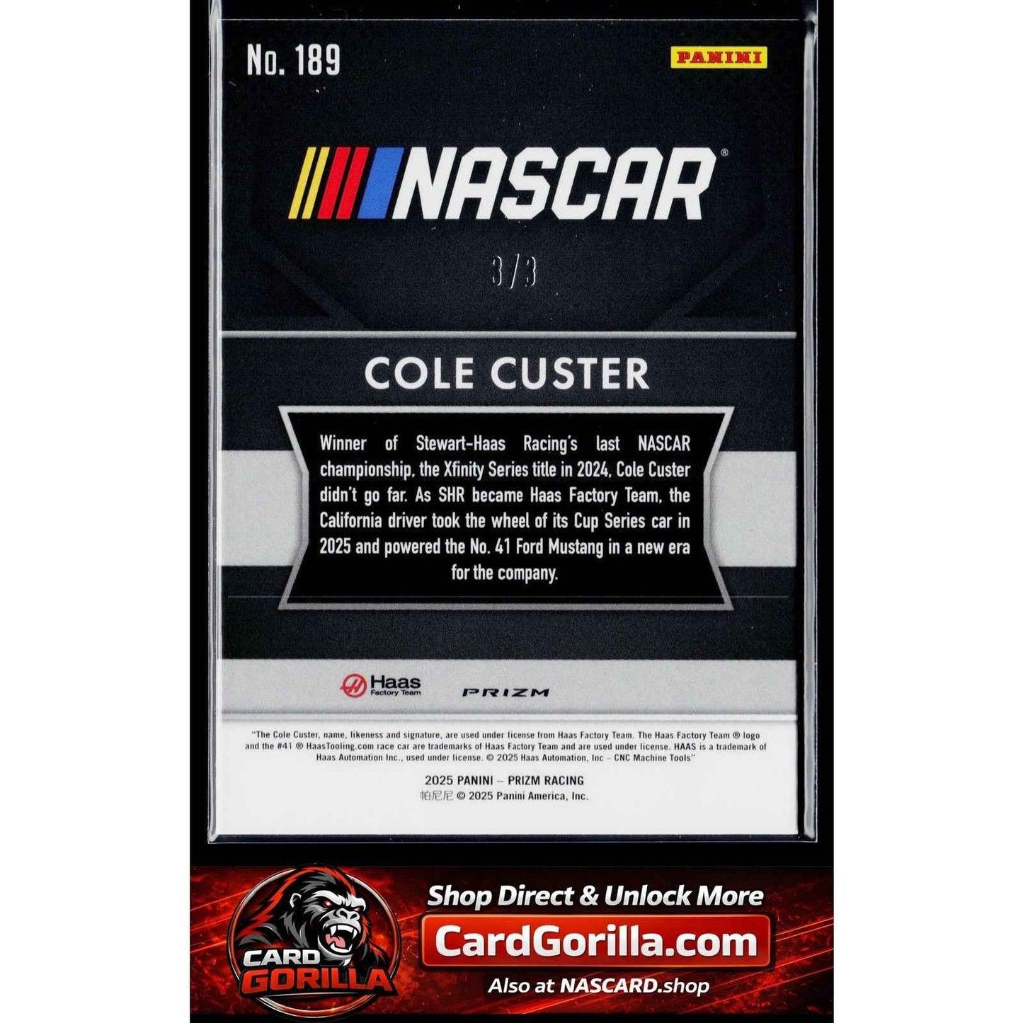 2025 Panini Prizm #189 Cole Custer Gold Shimmer FOTL #/3