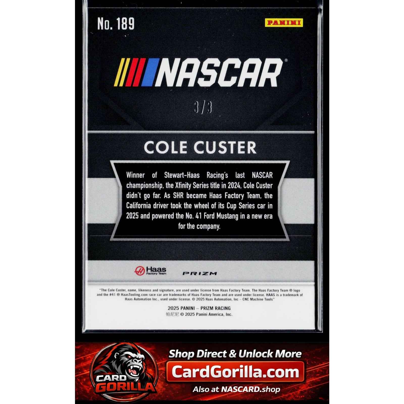 2025 Panini Prizm #189 Cole Custer Gold Shimmer FOTL #/3