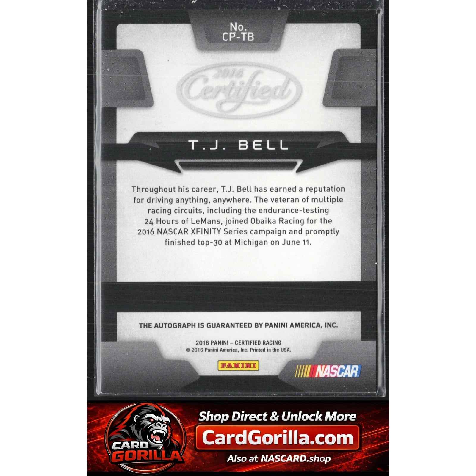 2016 Panini Certified T.J. Bell Certified Potential Signatures Mirror Red #/75