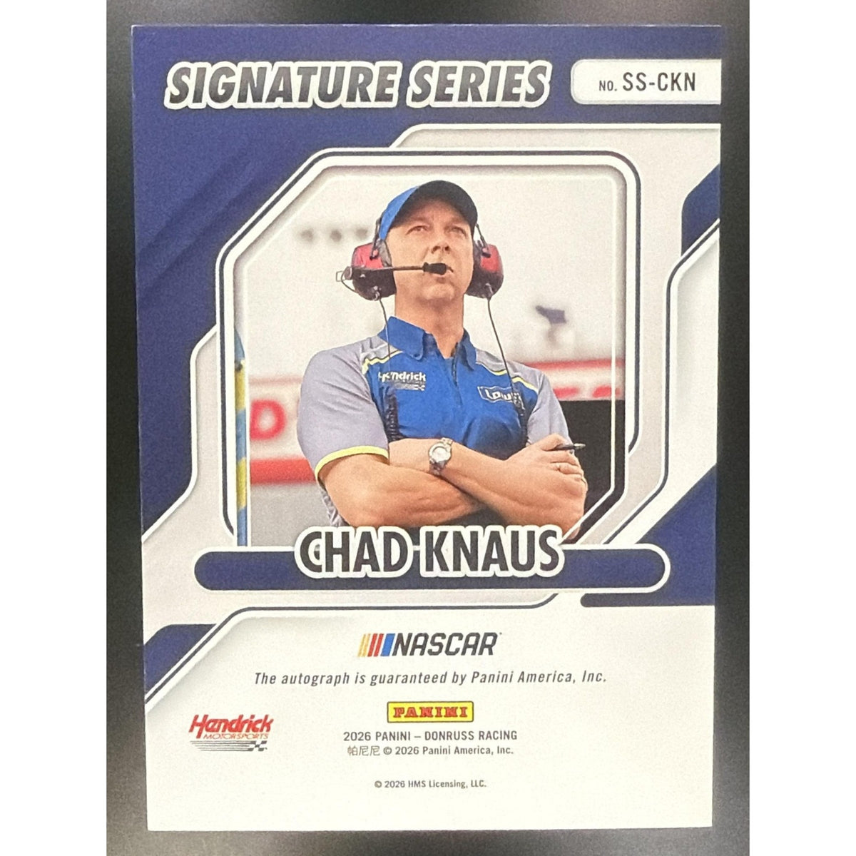 2026 Panini Donruss NASCAR Racing Chad Knaus #8 Signature Series Auto