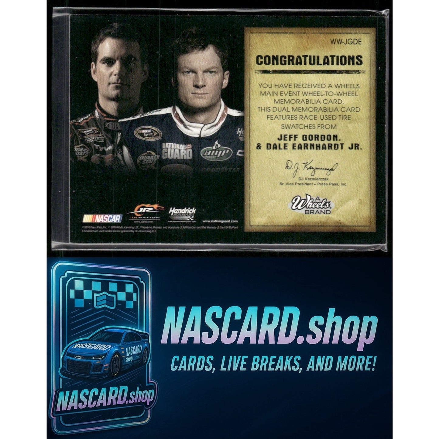 2010 Wheels Main Event Jeff Gordon Dale Earnhardt Jr. Wheel to Wheel #/50 - Card Gorilla