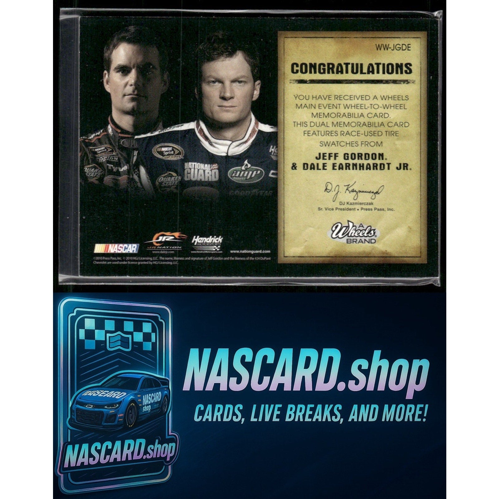 2010 Wheels Main Event Jeff Gordon Dale Earnhardt Jr. Wheel to Wheel #/50 - Card Gorilla