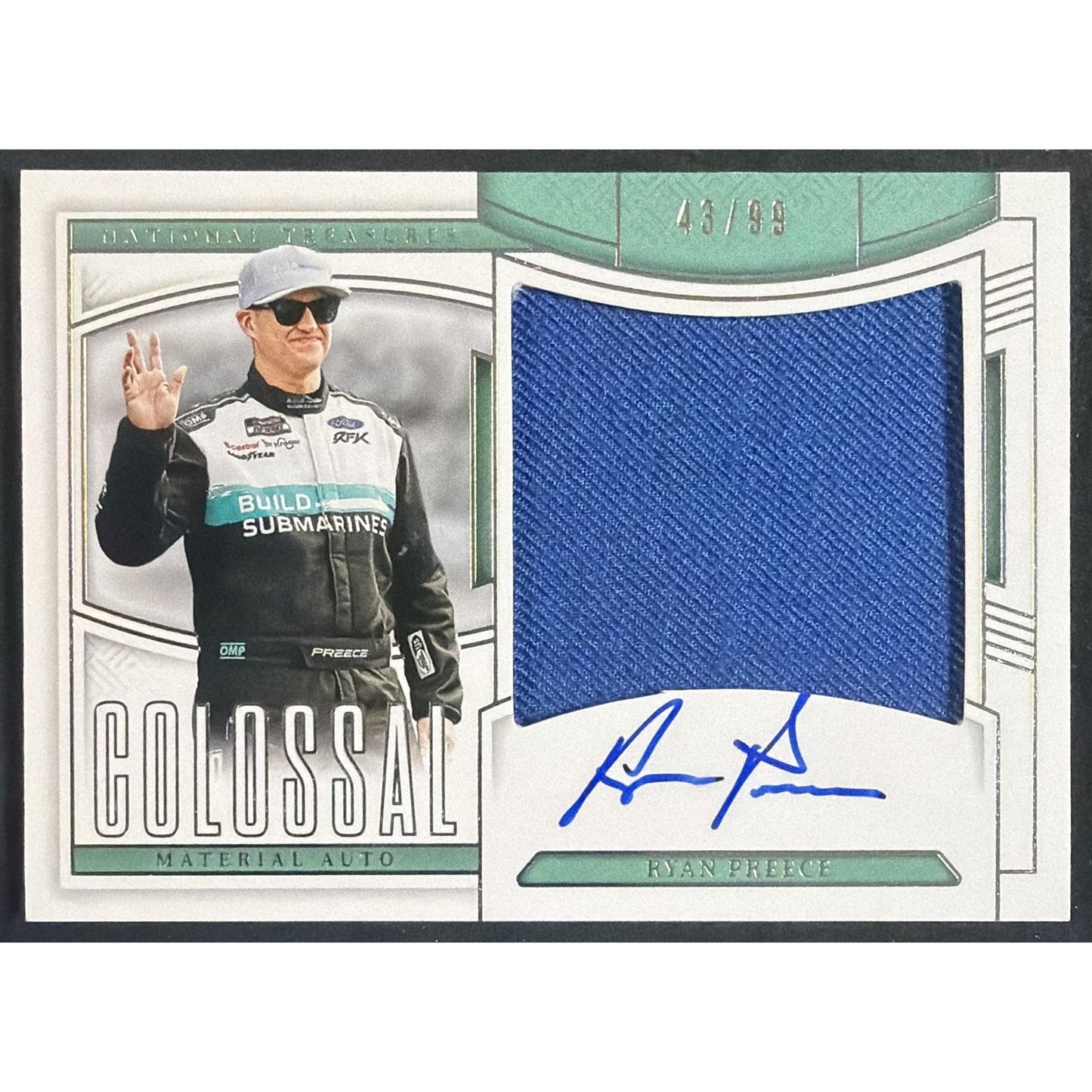 2025 Panini National Treasures Ryan Preece #22 Colossal Material Auto 43/99 MEM