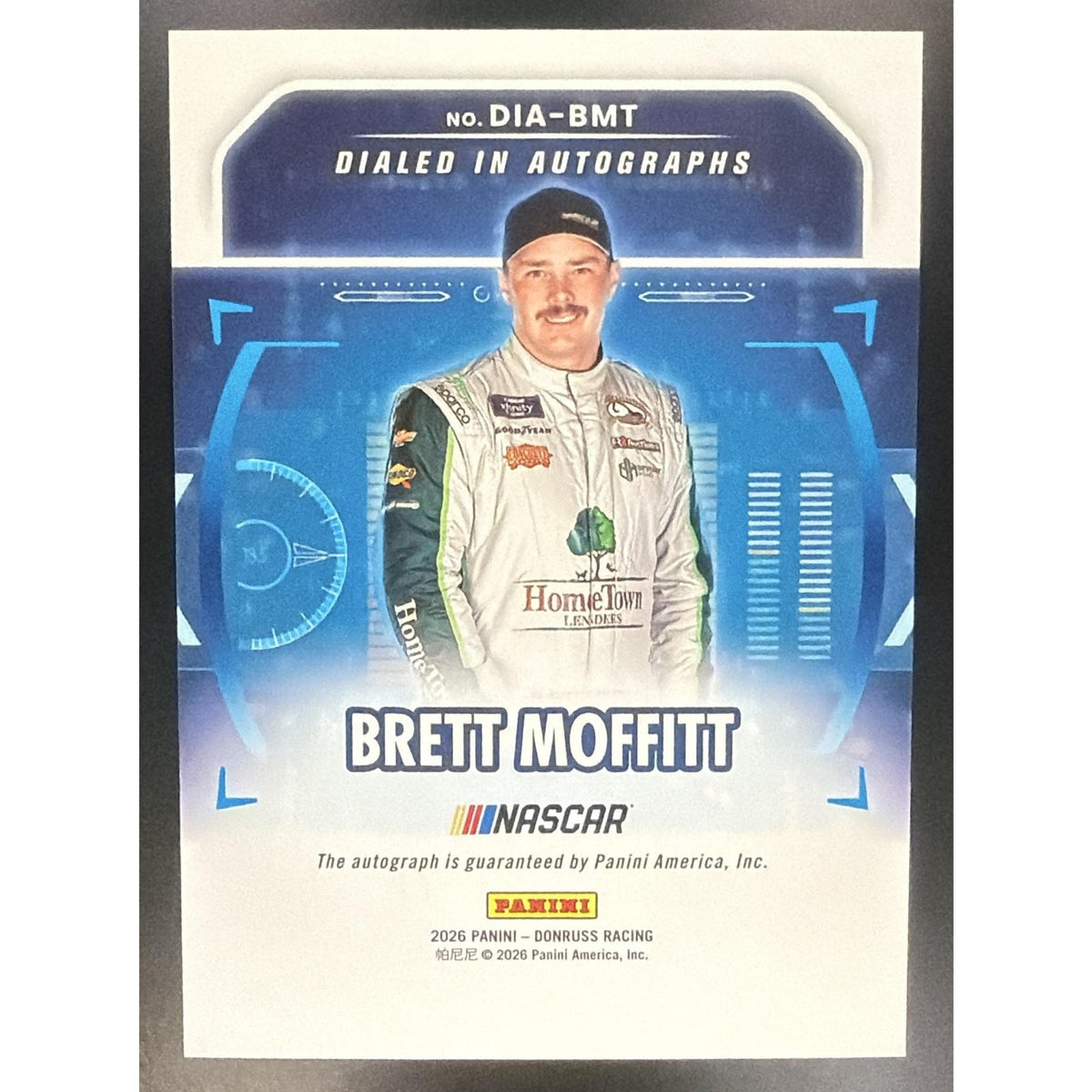 2026 Panini Donruss NASCAR Racing Brett Moffitt #14 Dialed In Auto Blue Ice