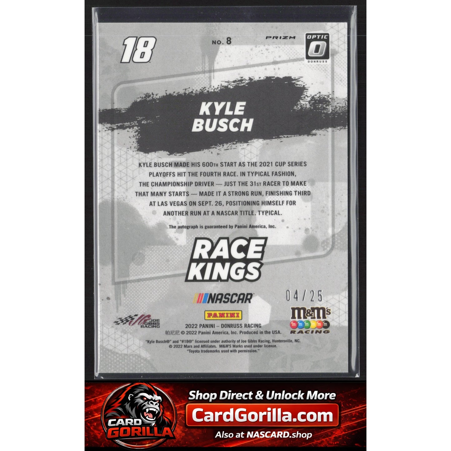 2022 Donruss #8 Kyle Busch Optic Signatures Holo #/25