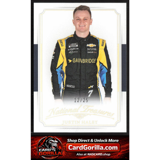 2025 Panini National Treasures #29 Justin Haley 2016 Throwback Holo Silver #/25