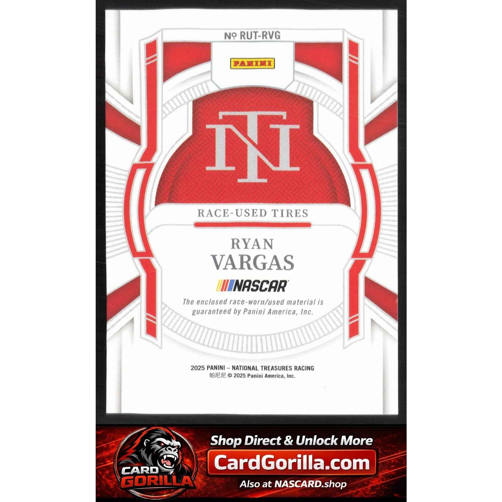 2025 National Treasures Ryan Vargas Race Used Tires Holo Gold #/10