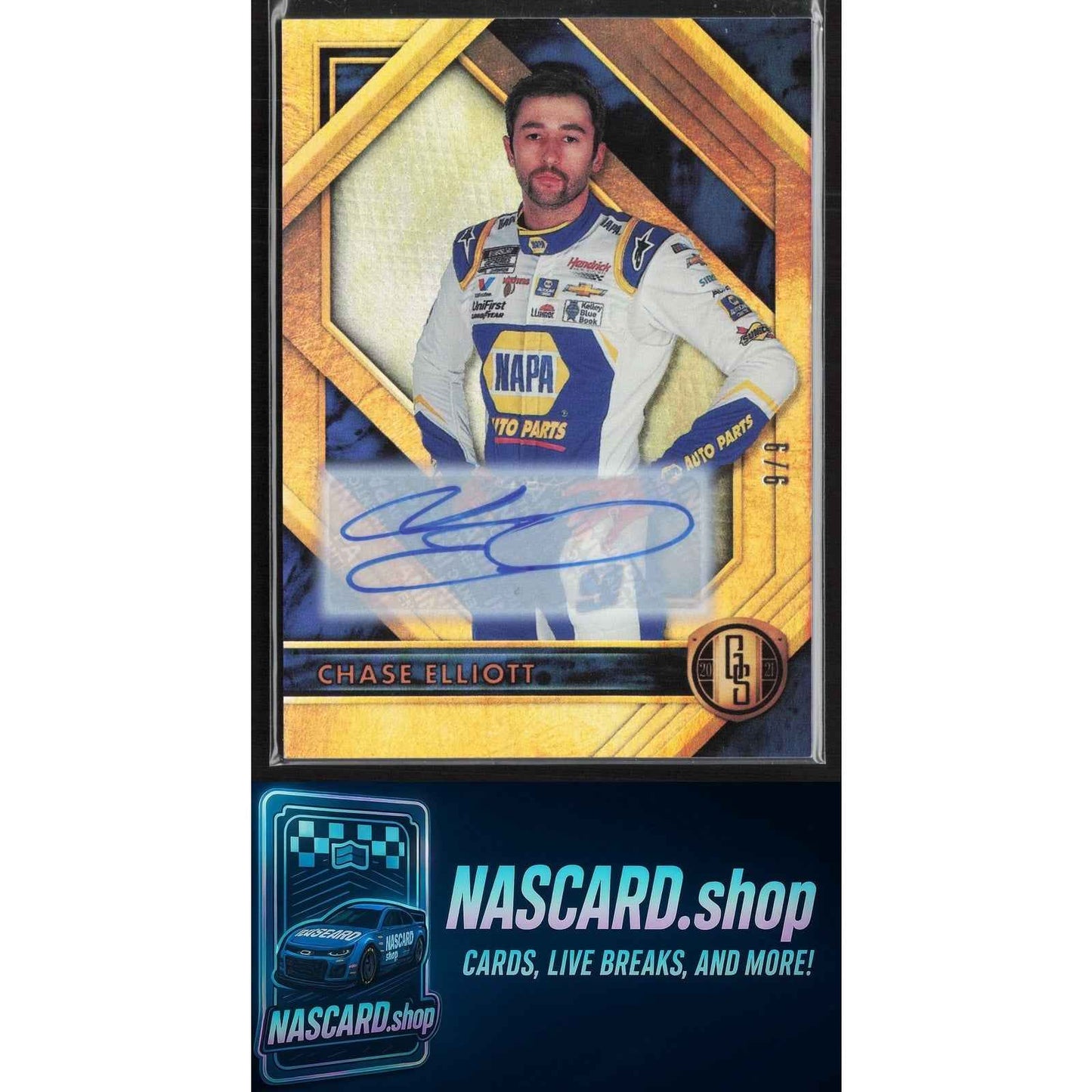 2021 Panini Chronicles Chase Elliott Gold Standard Autographs Holo Silver #9/9