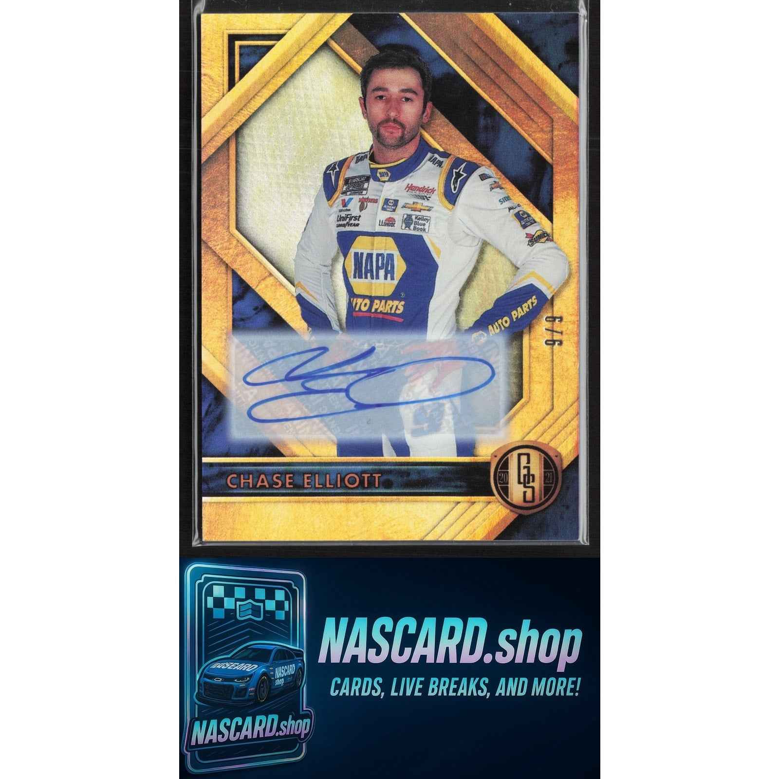 2021 Panini Chronicles Chase Elliott Gold Standard Autographs Holo Silver #9/9
