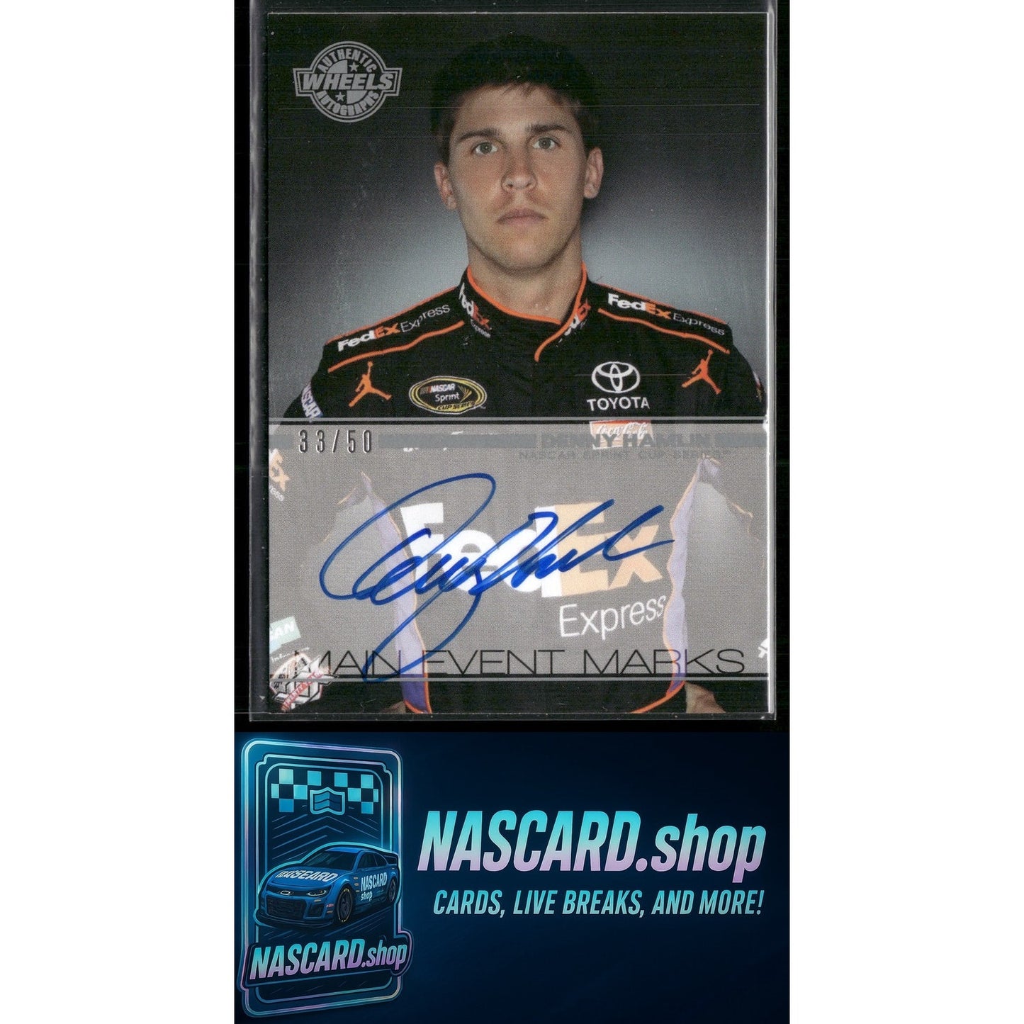2011 Wheels Main Event #ME-DH Denny Hamlin Main Event Marks Silver #/50 - Card Gorilla