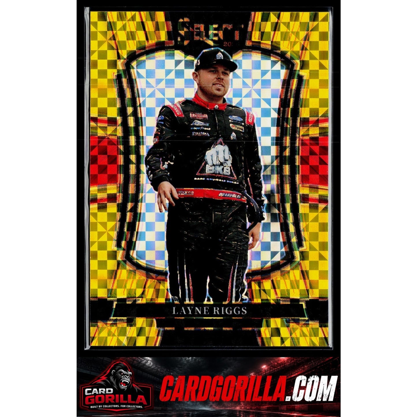 2026 Panini Select Racing #297 Layne Riggs Trackside Gold Power Plaid #/13