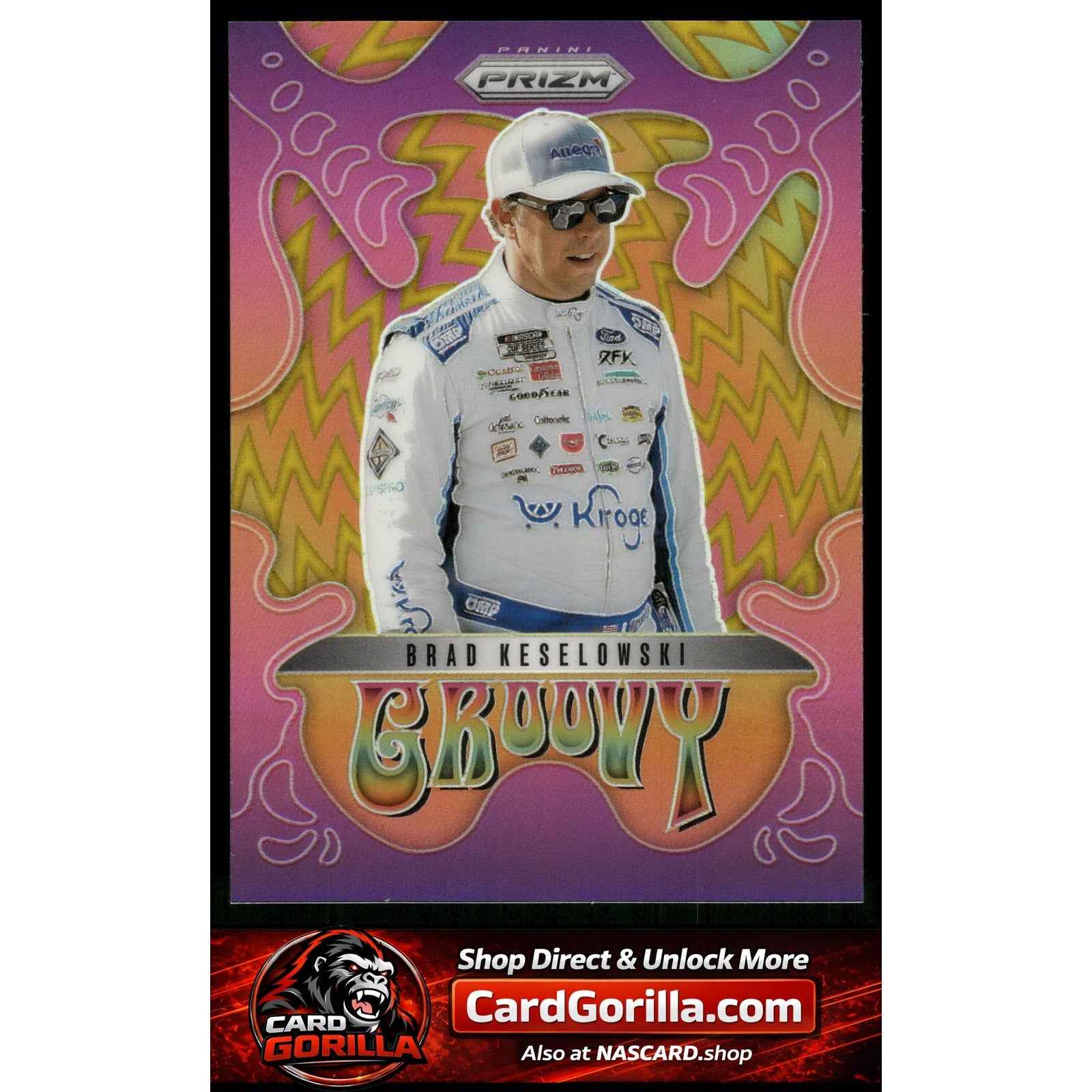 2025 Panini Prizm #20 Brad Keselowski Groovy Gold #/10