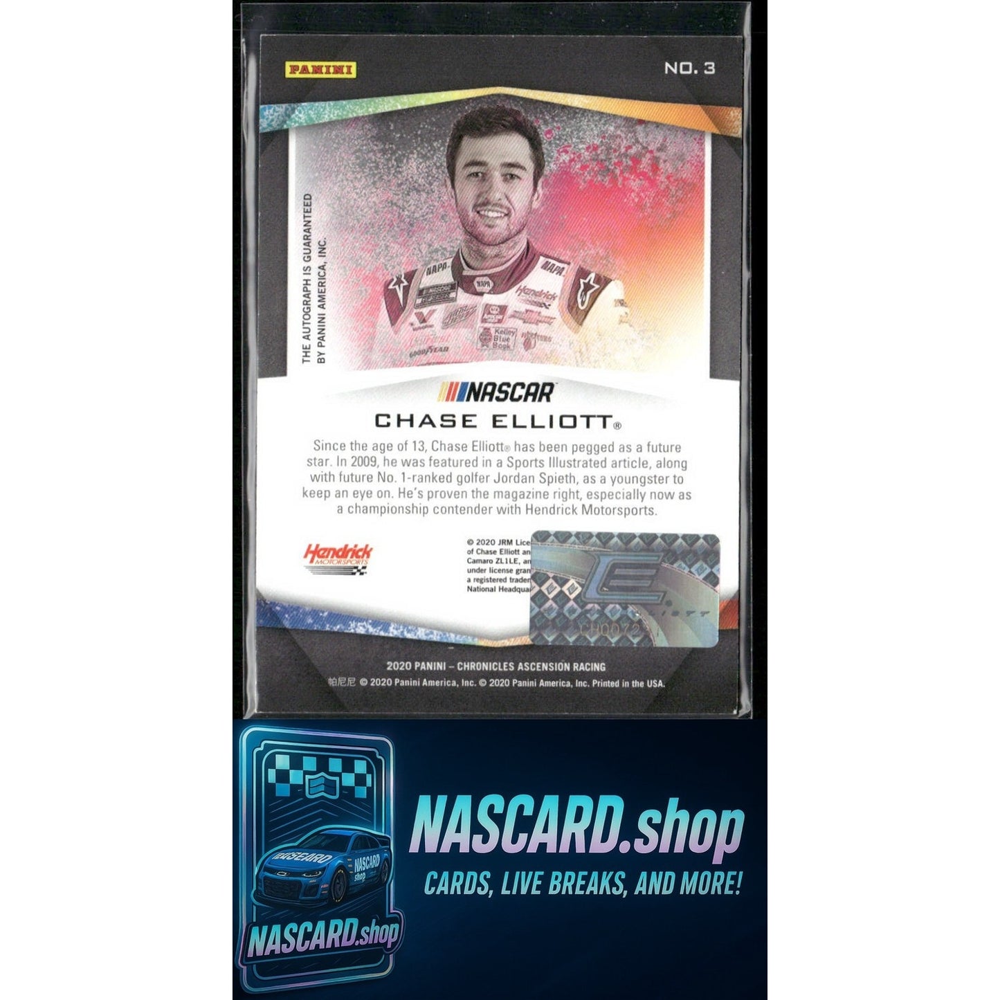 2020 Panini Chronicles #3 Chase Elliott Ascension Autographs Purple #/9
