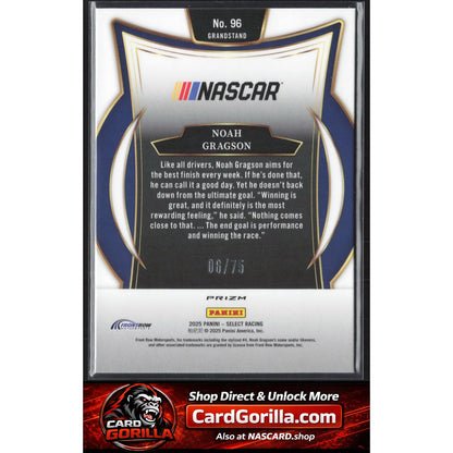 2025 Panini Select #96 Noah Gragson Neon Green Prizms #/75