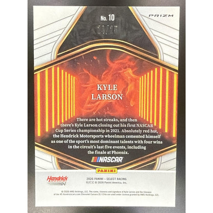 2026 Panini Select NASCAR Kyle Larson #10 En Fuego Tie-Dye Prizms /25
