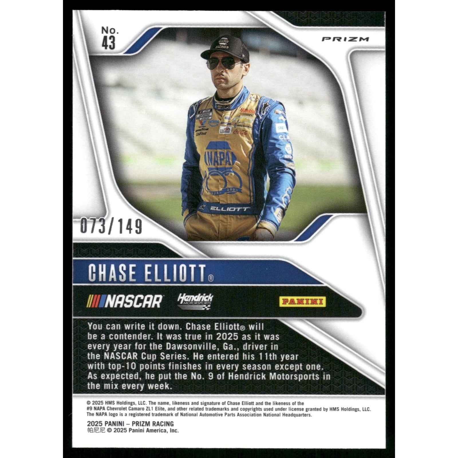 2025 Panini Prizm #43 Chase Elliott Green Scope #/149