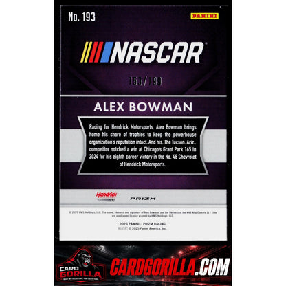 2025 Panini Prizm #193 Alex Bowman Blue #/199