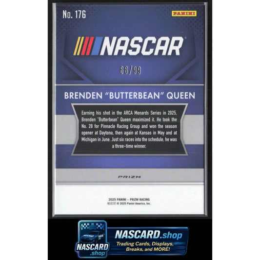 2025 Panini Prizm Throwback #176 Brenden "Butterbean" Queen Purple #/99 RC