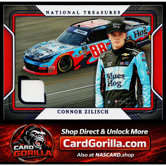 2025 Panini National Treasures #TG-CZC Connor Zilisch Track Gear Blue #/75
