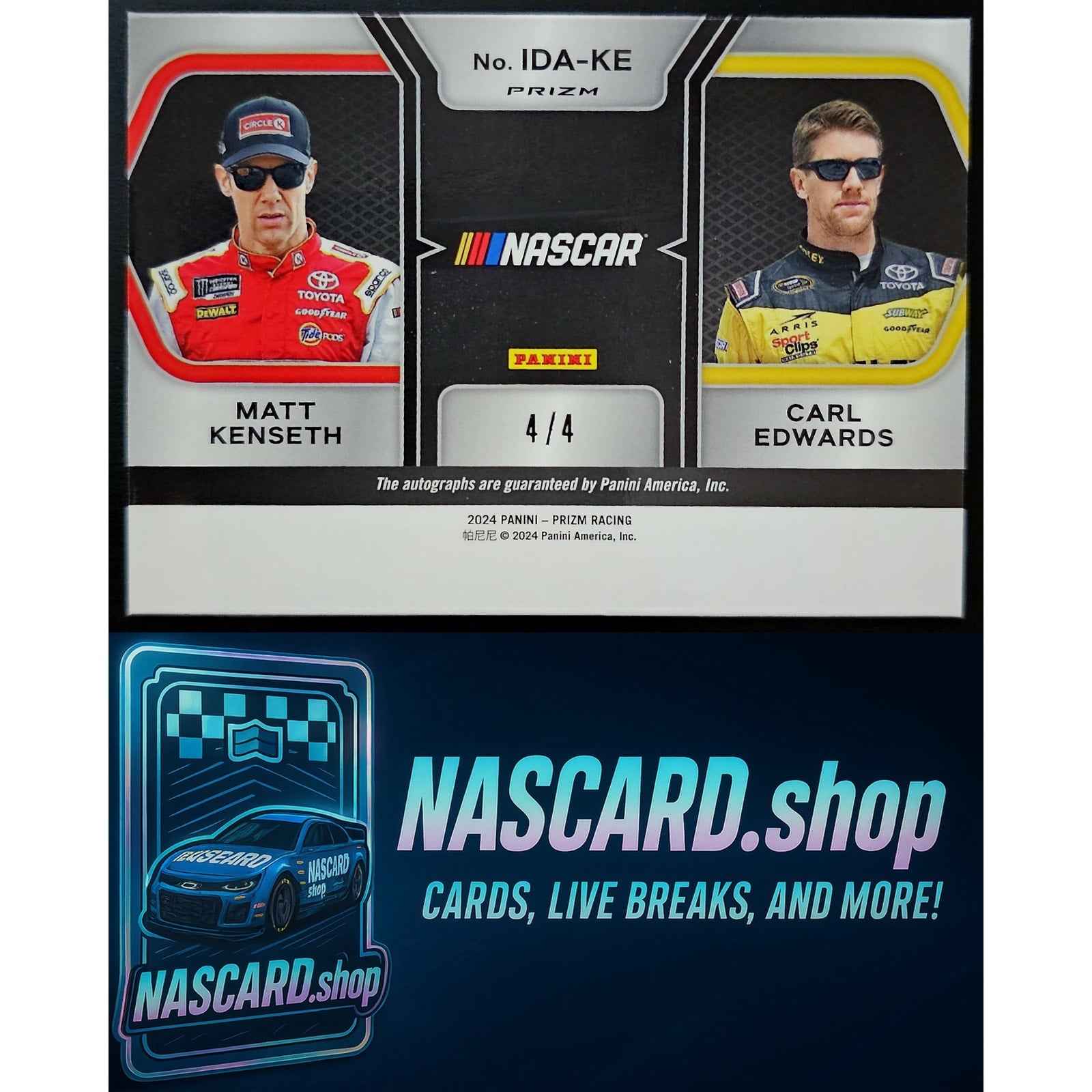 2024 Prizm Matt Kenseth Carl Edwards Iconic Dual Autographs Blue Shimmer 4/4