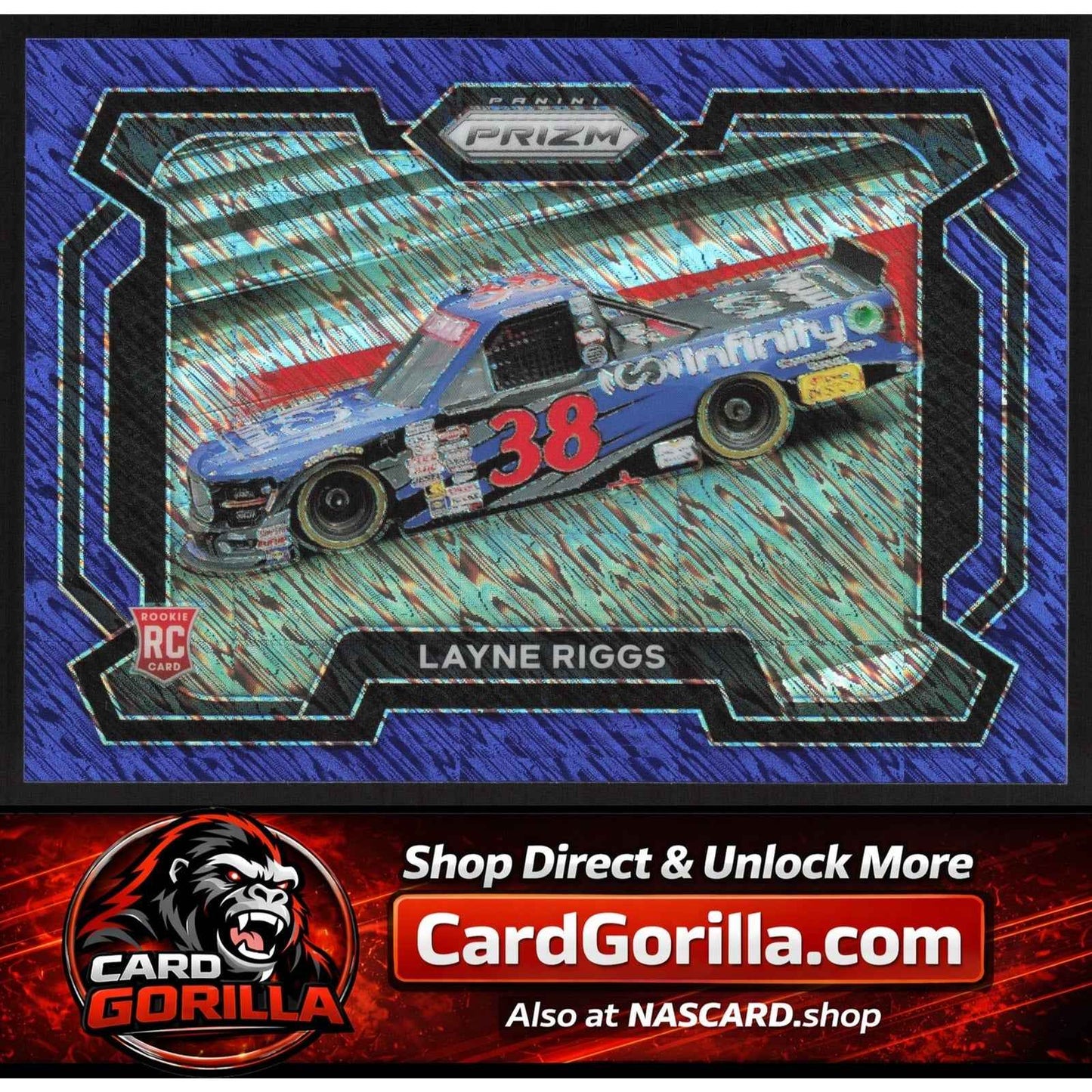 2024 Panini Prizm Rides #32 Layne Riggs Blue Shimmer #07/10 RC