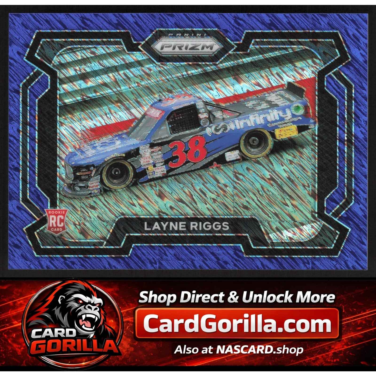 2024 Panini Prizm Rides #32 Layne Riggs Blue Shimmer #07/10 RC