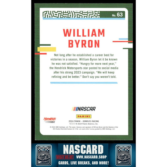 2024 Panini Donruss NASCAR - William Byron #63 Pink /25 - NASCARD.shop