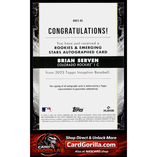2023 Topps Inception Brian Serven Rookie & Emerging Stars Autographs Green #/125