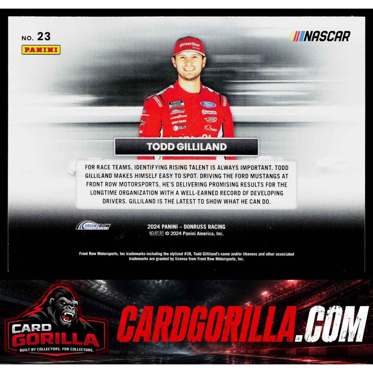 2024 Donruss #23 Todd Gilliland Badge of Honor