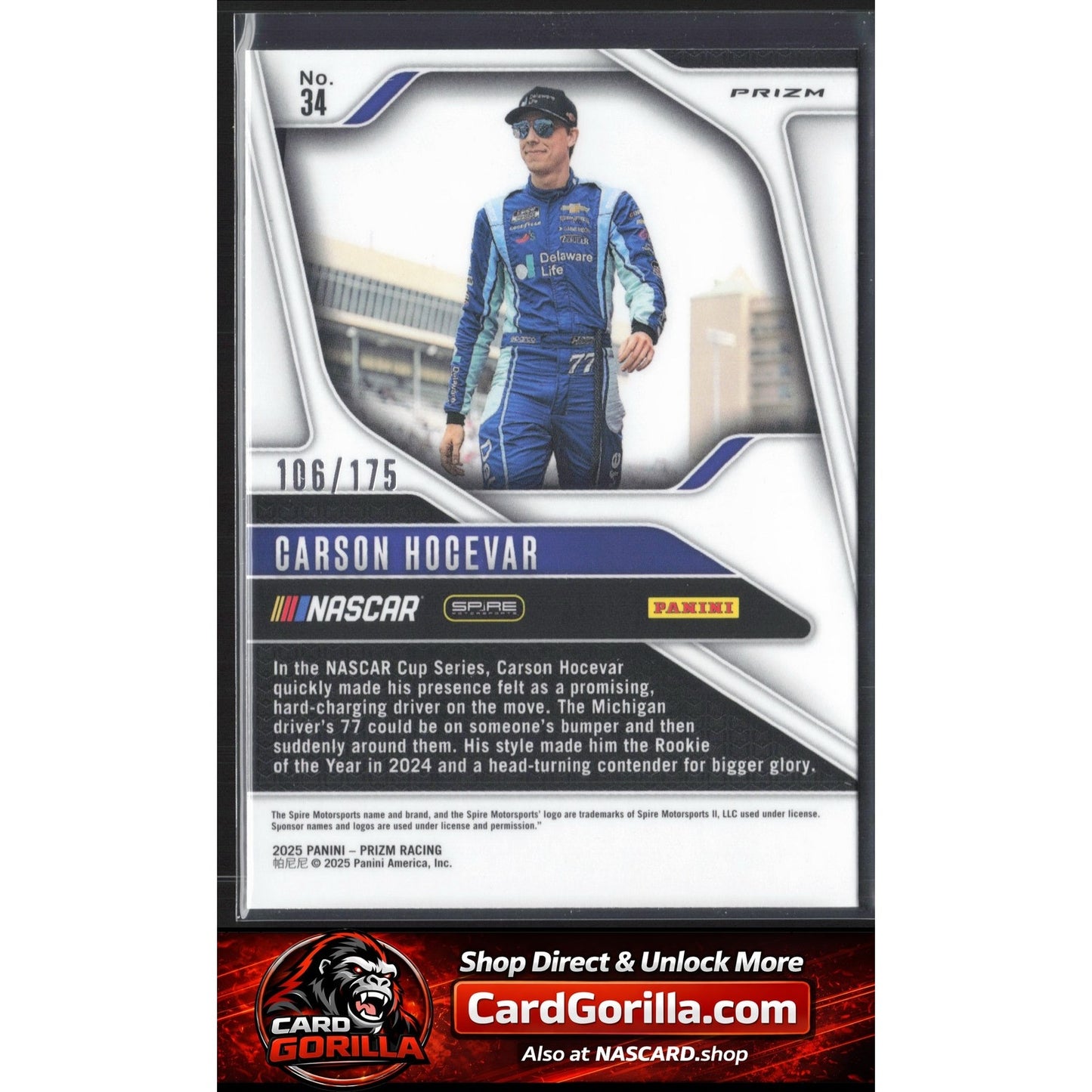 2025 Panini Prizm #34 Carson Hocevar Red Power #/175