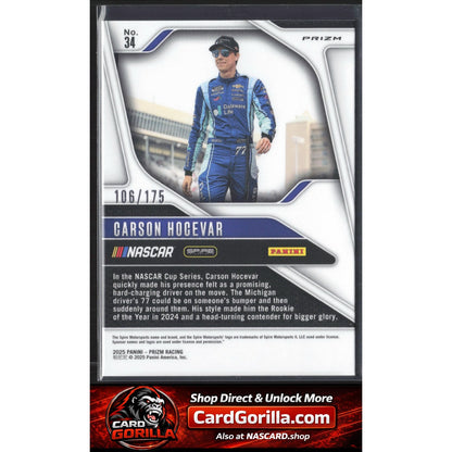 2025 Panini Prizm #34 Carson Hocevar Red Power #/175