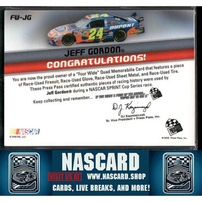 2008 Press Pass Four Wide Race Used Memorabilia Jeff Gordon /10 - NASCARD.shop