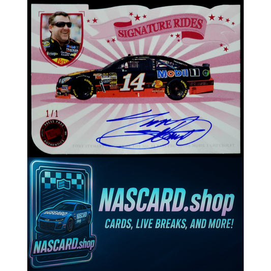 2013 Press Pass Fanfare #SR-TS Tony Stewart Signature Rides Autographs Red #1/1 - NASCARD.shop